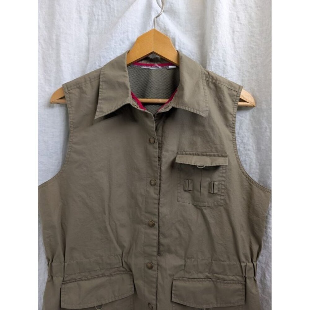 LIZGOLF women's size Medium kahki vest, snap closure, safari vest L8 - Picture 3 of 7